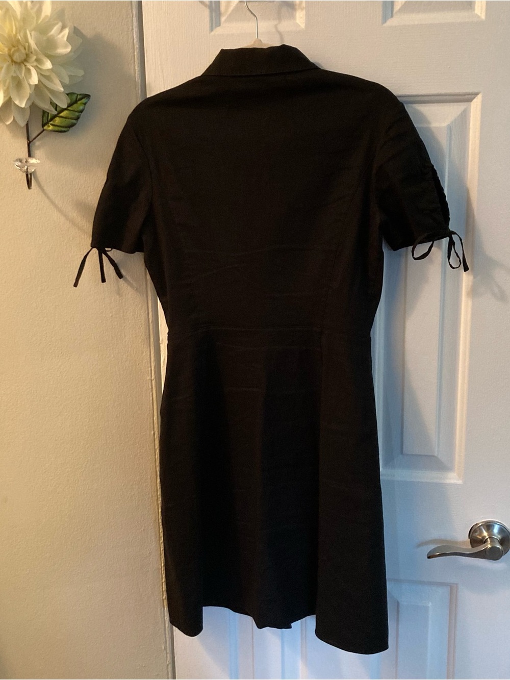 Black Linen Blend Theory Mini Dress - Picture 6 of 10